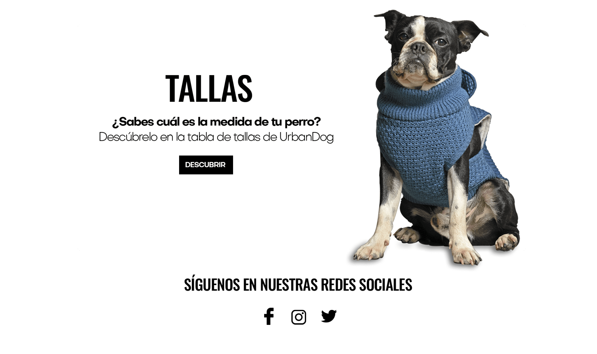 Urban Dog WearⓇ, tallas